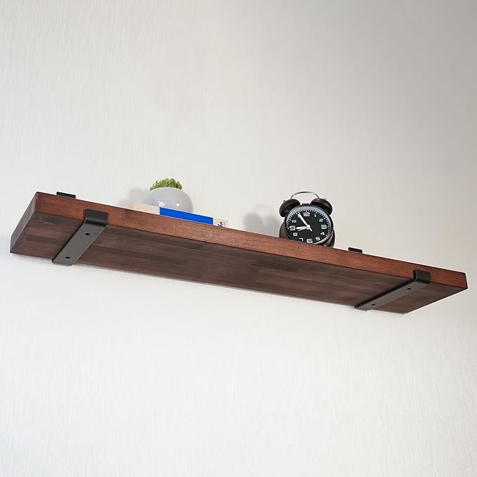 CONSDAN Floating Shelves for Wall Mounted Book Shelf Hanging Shelves Floating Bookshelf for Bedroom, Bathroom, Living Room, Kitchen USA Grown Solid Hardwood, Dark Maple 48x7.5x1.5 in (Set of 3)-Ruum Studio Home