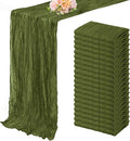 20 Pack Olive Green 10FT Cheesecloth Table Runner Rustic Gauze Cheese Cloth Table Runner for Wedding Bridal Baby Shower Table Decorations Boho Fabric Sheer Birthday Party Decor 20 x 120 Inch Long-Ruum Studio Home