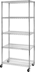 Seville Classics UltraDurable Heavy Duty NSF Solid Steel Wire Rack Storage Unit, Organizer for Garage, Warehouse, Office, Restaurant, Classroom, Kitchen, Steel, 5-Tier Shelving, 36" W x 18" D-Ruum Studio Home
