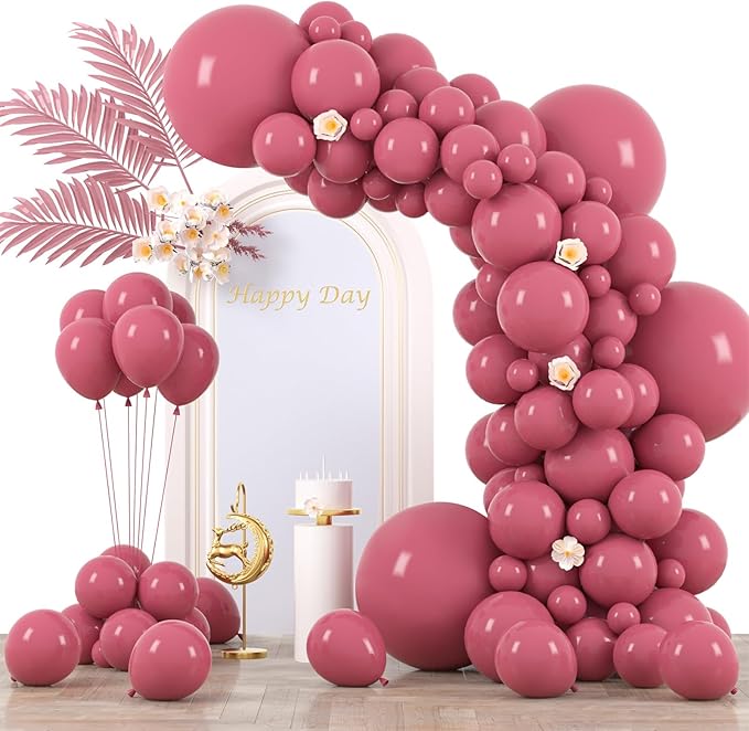 130pcs Retro Hot Pink Balloons Different Sizes 18" 12" 10" 5" Blush Hot Pink Latex Balloon Garland Arch Kit for Birthday Baby Shower Valentine's Day Wedding Gender Reveal Party Decorations-Ruum Studio Home