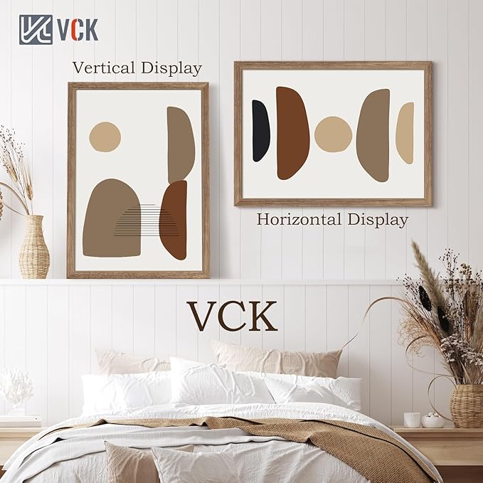 VCK 20x28 Picture Frame 3 Pack - Brown Walnut, Natural Textured Solid Wood Picture Poster Frame, Wall Gallery Frame-Ruum Studio Home