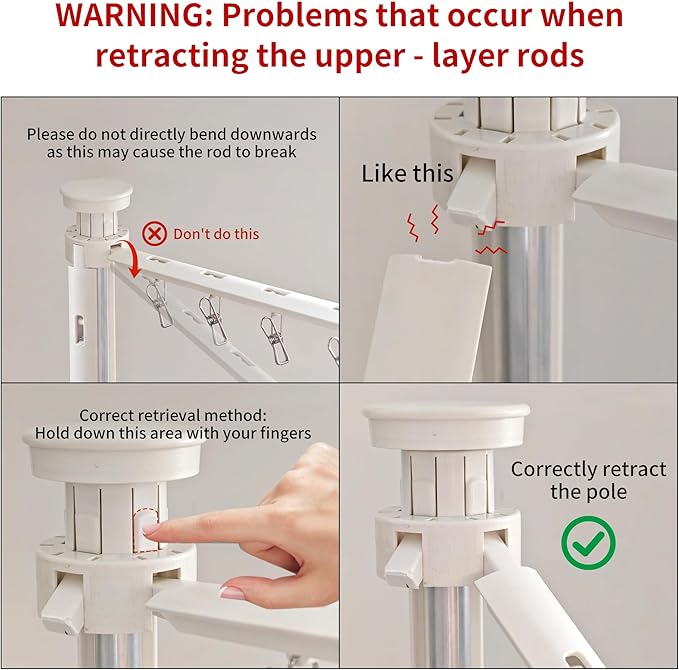 JOOM 4 Legs Double Layer Clothes Drying Rack, Garment Rack Portable and Foldable Space Saving Laundry Drying Rack - Drying Rack Clothing Floor Folding Balcony Bedroom Household Aluminum-Ruum Studio Home