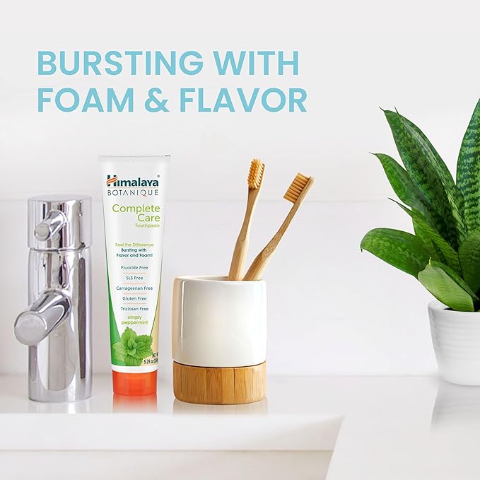 Himalaya Botanique Complete Care Toothpaste, Herbal, Peppermint Flavor, Fights Plaque, Freshens Breath, Fluoride Free, No Artificial Flavors, SLS Free, Cruelty Free, Foaming, 5.29 Oz, 4 Pack…-Ruum Studio Home