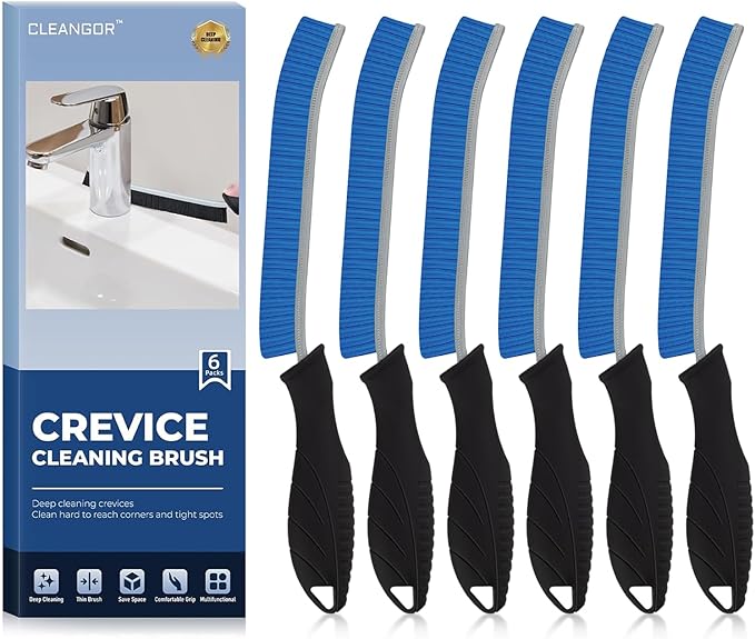 Crevice Cleaning Brushes, Cleaner Scrub Brush Tool for Hard to Reach Tight Space, Home Essentials, Cleaning Supplies for Shower, Bathroom, Kitchen, Toilet, Window-Ruum Studio Home