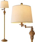 61" Vintage Floor Lamp with 350° Adjustable Swing Arm, Gold Standing Lamp for Bedroom Living Room Nightstand Bedside Retro Farmhouse Mid Century Lamp Light Home Décor Office Gifts-Ruum Studio Home