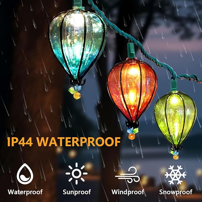 7 Pcs of 11FT Multicolor String Lights with 10 Bulbs, UL Listed Connectable Waterproof Decorative LED Lights Hanging for Backyard Patio, Indoor/Outdoor for Christmas Wedding Party Festival Lighting-Ruum Studio Home