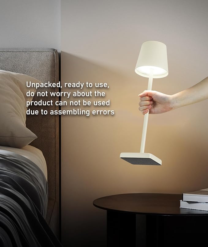 HASUN 2 Pack Cordless Table Lamp, Portable LED Desk Lamp, 5200mAh Battery Operated Lights, 3 Color Stepless Dimming Up, Night Light for Bedroom/Date/Bars/Cafe/Camping (Cream 2Pack)-Ruum Studio Home