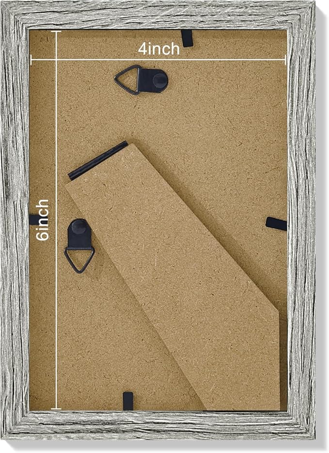 Vittanly 4x6 Picture Frames Set of 9, Shatter Resistant Plexiglass, Display 3.5x5 Pictures with Mat or 4x6 without Mat, Photo Frames for Wall or Tabletop, Engineered Wood, Grey-Ruum Studio Home