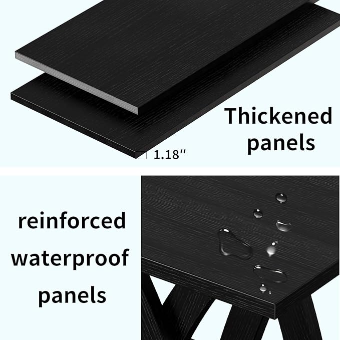 47” Wood Coffee Tables for Living Room Rustic Stands with Storage Shelf Black Coffee Tables for Living Room Farmhouse Center Stands with Shelf Farmhouse Rectangle Center Table-Ruum Studio Home