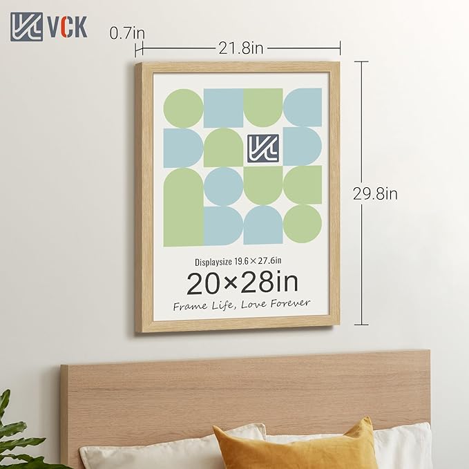 VCK 20x28 Picture Frame Set of 3 - Oak, Natural Solid Wood Poster Frames, Wall Mounting Hanging-Ruum Studio Home