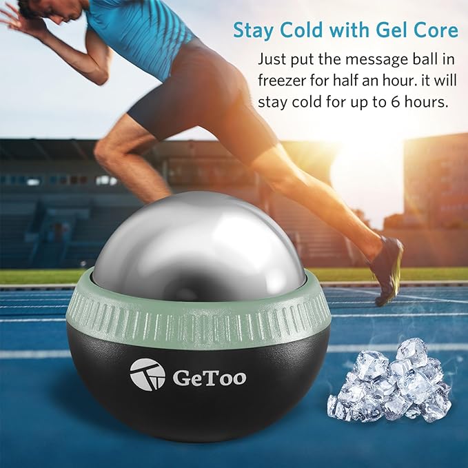 Cryosphere Cold Massage Roller Ball - 2.8 Inch Ice Massage Ball for Deep Tissue, 6 Hours Cold Therapy, Detachable Rolling Ball, Sage and Black-Ruum Studio Home
