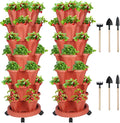 Vertical Planter 7 Tier Stackable Planters Garden Planters Strawberry Herb Flower and Vegetable Planter Indoor Outdoor Gardening Pots with Removable Wheels and Tools 2-Pack-Ruum Studio Home