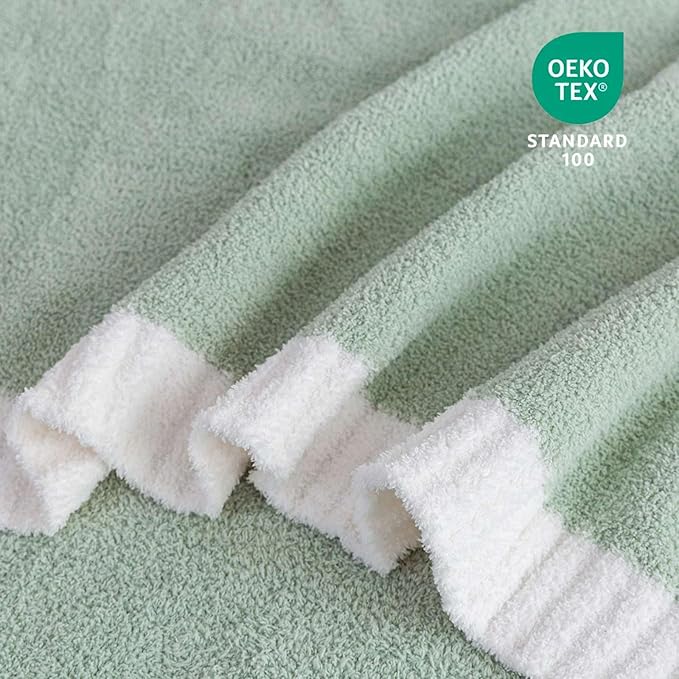 Soft Fuzzy Throw Blanket - Green Cozy Warm Knit Fluffy Plush, Lightweight & Breathable, Throw for Bed, Chair, Sofa, Couch, Outdoor, 50"X60", Oeko-TEX Certified-Ruum Studio Home