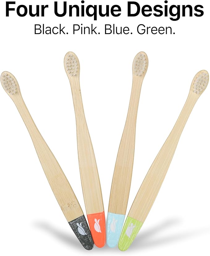 Sea Turtle Plant-Based Bristles, Ultra-Soft Bamboo Toothbrushes, Natural Toothbrush for Babies (4 Pack)-Ruum Studio Home