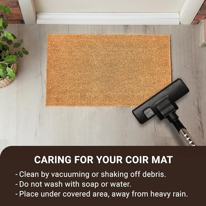 KANKUN Coco Coir Door Mat with Heavy Duty Backing, Welcome Doormat (17" x 30"), Doormat Entrance (Plain - Anti Shedding)-Ruum Studio Home