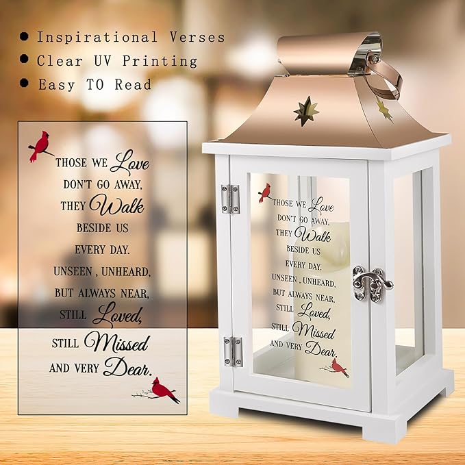 Memorial Lantern, Sympathy Gifts for Loss of Mom/Dad/Loved One, Bereavement Gifts, in Memory of Loved One Lantern,Celebration of Life, Memorial Gifts, Funeral Lantern,Those WE Love Don't GO Away-Ruum Studio Home