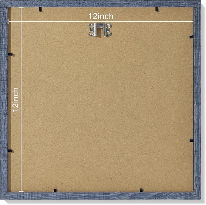 Vittanly 12x12 Picture Frames Set of 9, Shatter Resistant Plexiglass, Display 8x8 Pictures with Mat or 12x12 without Mat, Photo Frames for Wall Mount, Engineered Wood, Navy-Ruum Studio Home