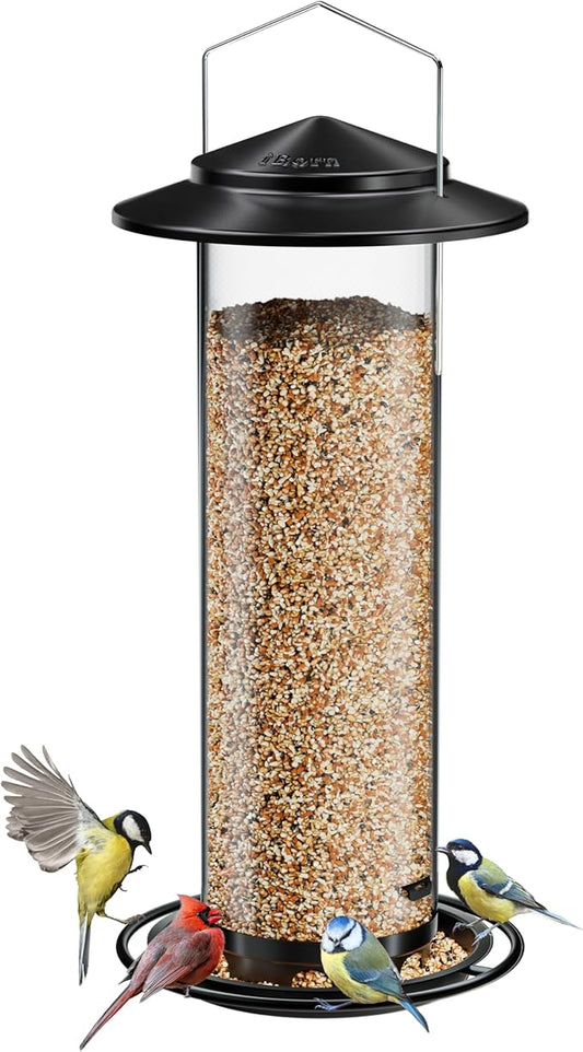 iBorn Metal Bird Feeder for Outside Hanging,Wild Bird Feeders for Cardinal,18cm Large Roof&Green,42CM Long,4.5lb High-Capacity(Seed is not Included)-Ruum Studio Home