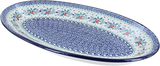 Blue Rose Polish Pottery December Joy Oval Platter-Ruum Studio Home