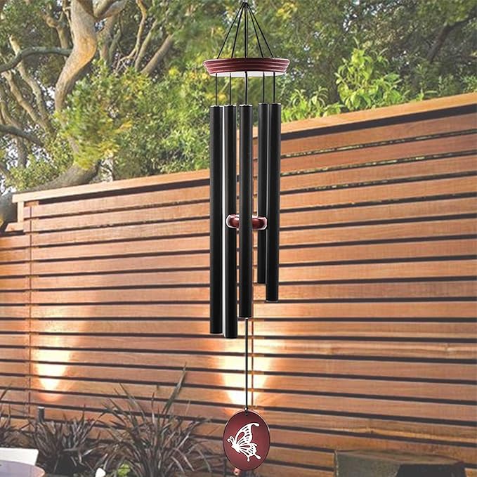 Wind Chimes for Outside, WindChimes Outdoor Tuned Soothing Melody, Windchime Gifts for Mom/Grandma,Wind Chimes Outdoor Decoration, Patio, Garden, Yard. (33" Red Butterfly)-Ruum Studio Home