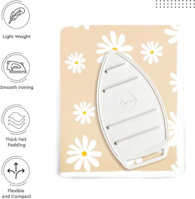 Encasa XO Ironing Mat/Pad (Large 48"x28") with 3mm Padding & Silicone Iron Rest for Steam Pressing on Tabletop or Bed - Heat Resistant, Portable, Quilting & Travel Blanket - Daisy Beige-Ruum Studio Home