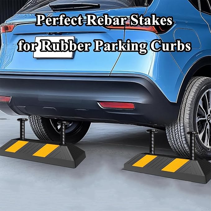 16 Inch Rebar Stakes 10 Pack Heavy Duty Ground Anchors 1/2 Inch Diameter Galvanized Steel Asphalt Anchoring Metal Spikes for Speed Bump, Parking Curb and Camping Tent-Ruum Studio Home