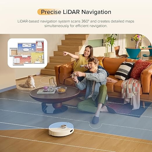roborock Q7 M5 Robot Vacuum and Mop Combo, 10,000Pa HyperForce Suction, Robotic Vacuum Cleaner, Dual Anti-Tangle System, APP-Controlled Mopping, LiDAR Navigation, for Pet Hair and Carpet, White-Ruum Studio Home