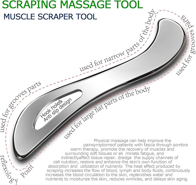 BYYDDIY Stainless Steel Gua Sha Muscle Scraper Tools,Scraping Massage Tools,Scar Tissue Tool,Guasha Massage Scraper Tool,IASTM Tools,Fascia Scraper,Soft Tissue Massage Tool, Guasha Tool for Body-Ruum Studio Home