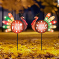 2 PCS Happy Fall Yard Signs Metal Thanksgiving Decorative Garden Stakes with Led Light Turkey Give Thanks Yard Stakes Fall Harvest Lawn Garden Lawn Pathway Decor-Ruum Studio Home
