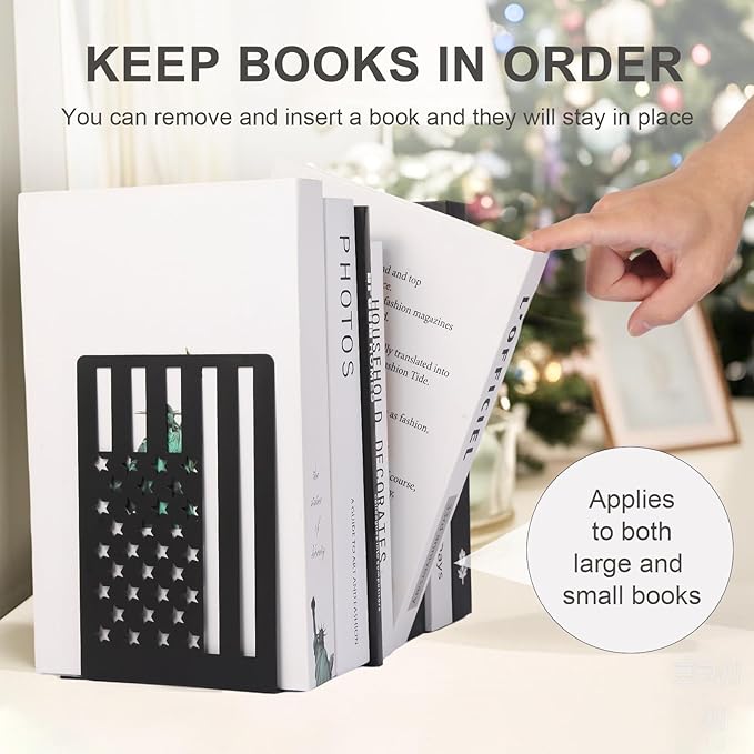 Metal Bookends for Bookshelves and Magazines - Strong Heavy Duty Book Dividers for Home, Office and School-Ruum Studio Home