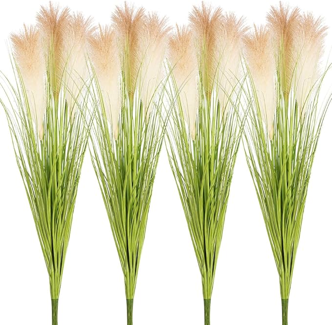 Melorca&Guilla Artificial Plants 4PCS 33.5“Fake Plant Tall Onion Fake Grass,Faux Grass Plants Artificial Grass Greenery Shrubs Bushes for Garden Shop Office Home Décor-Ruum Studio Home
