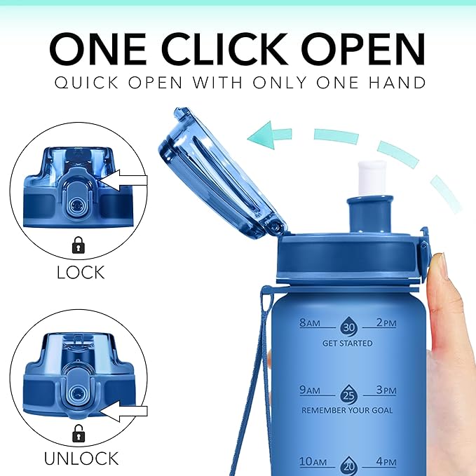 32oz Motivational Water Bottles with Time Marker & Fruit Strainer, Transparent Gradient Color Water Bottle with Times to Drink, Leakproof & BPA Free, Reusable Bottle with Strap (No Straw)-Ruum Studio Home
