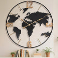36 Inch Oversized Giant Extra Large Modern Decorative Metal World Map Wall Clock,Big Vintage Gold Arabic Numeral Wall Clocks for Living Room,Entryway,Office,Fireplace,Dining Room-Ruum Studio Home
