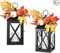 Fall Decor Lantern for Home, Large Decorative Lanterns Outdoor Waterproof 12" Battery Powered Decorative Lanterns Metal Hanging LED Candle Holder, Flameless Candle Lantern for Indoor 2 Packs-Ruum Studio Home