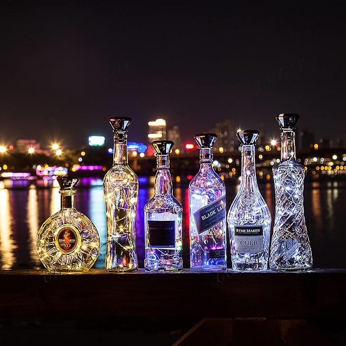 Upgraded 12 Pack Diamond Solar Wine Bottle Lights, 20 LEDs Waterproof Copper Light, Bottle Light Fairy Cork String Lights for Yard Patio Decor, DIY Birthday Gift for Mom Grandma Friend(3 Colors)-Ruum Studio Home