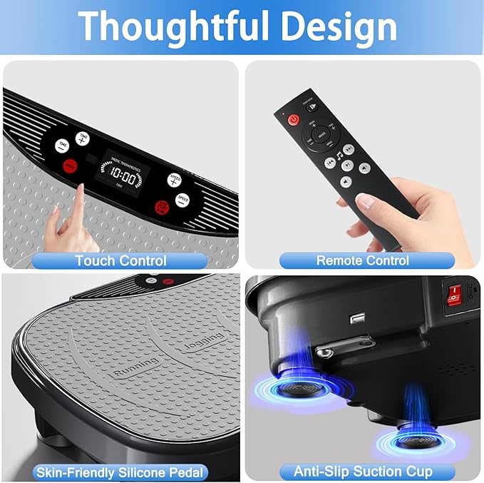 Vibration Plate Exercise Machine, Full Body Shaker Workout Vibration Plate for Lymphatic Drainage Weight Loss, Waver Vibrating Fitness Platform with Resistance Bands, Low Noise Home Fitness for Adults-Ruum Studio Home
