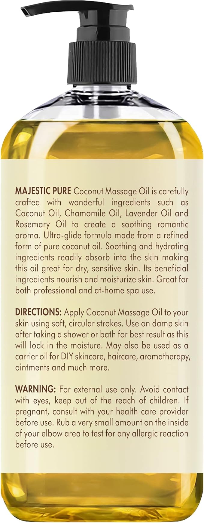 MAJESTIC PURE Coconut Massage Oil for Massage Therapy - Refreshing, and Relaxing - Natural Oils - for All Skin Types - Men and Women - 8 fl oz-Ruum Studio Home