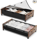 Wooden Under Bed Storage with Wheels, Rolling Under the Bed Storage Bins with Removable Lid, Metal Under Bed Drawers for Clothes and Shoes in Bedroom or Living Room(Vintage Brown-2pack)-Ruum Studio Home