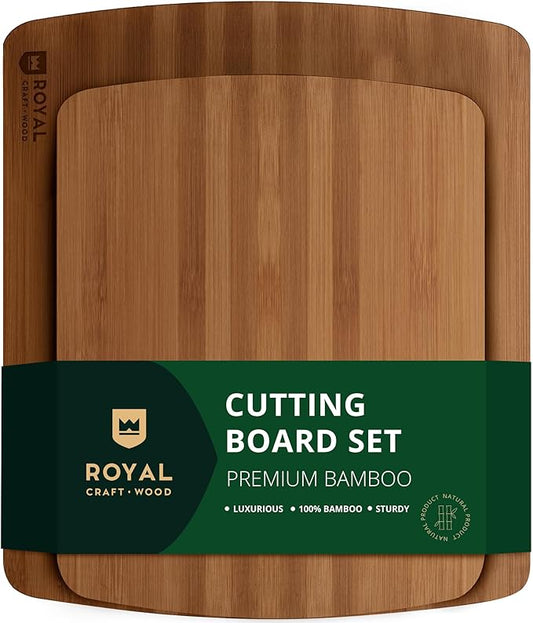 ROYAL CRAFT WOOD Cutting Boards for Kitchen - Wooden Cutting Board for Meal Prep & Serving, Non-Toxic Bamboo Chopping Board, Carbonized Bamboo Durable Charcuterie & Lightweight Serving Boards (2 pcs)-Ruum Studio Home