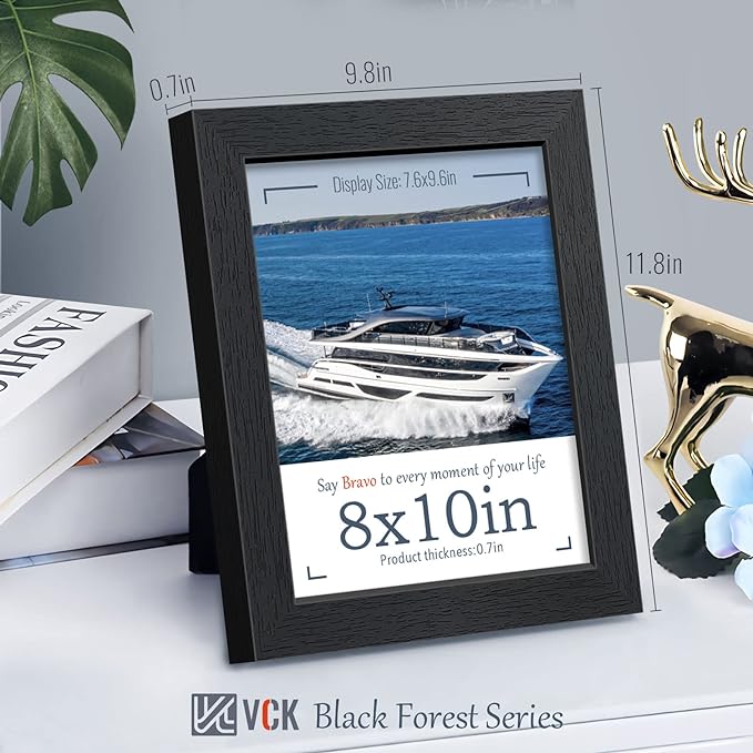 VCK 8x10 Picture Frame Set of 3 - Black, Textured Exclusive Solid Wood Picture Frames, Wall Hanging-Ruum Studio Home