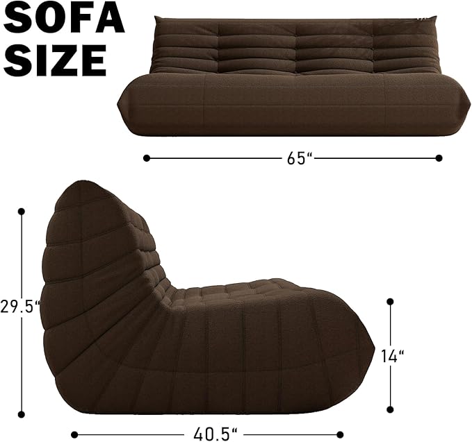 Big Bean Bag Chairs for Adults, 3 Seater Large Bean Bag Chair Sofa, Fireside Chair Lazy Sofa Chair with High Density Comfortable Foam, Modern Bean Bag for Living Room, Bedroom, Office (Coffee)-Ruum Studio Home