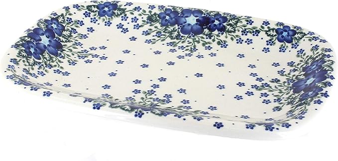 Blue Rose Polish Pottery Melanie Medium Rectangular Serving Platter-Ruum Studio Home