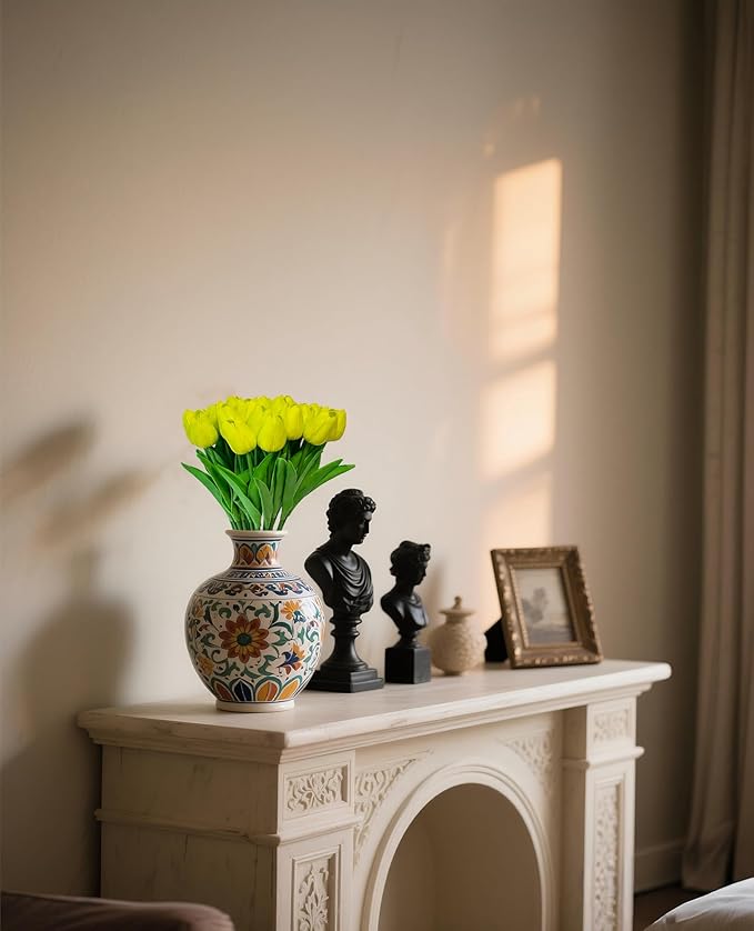 Fake Tulips Flowers 15 Pcs PU Artificial Flower Real Touch Tulip for Home Party Wedding Floral Arrangement Centerpiece Table Party Decoration-Ruum Studio Home