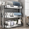 Dish Drying Rack with Drain Board - Rustproof Stainless Steel Dish Rack with Utensil Holder,Dish Racks for Kitchen Counter Over Sink,Over-Sink Drying Rack(Countertop,Third Floor)-Ruum Studio Home