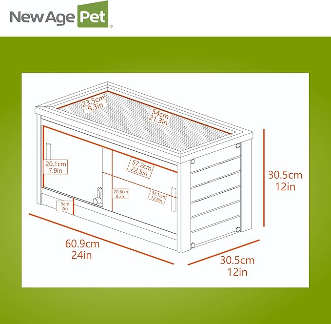 New Age Pet ECOFLEX 24-Inch Mojave Reptile Lounge in Grey - Durable Wood Plastic Composite Habitat with Ventilated Side Panels, Removable Sliding Glass Doors, and Mesh Screen Top-Ruum Studio Home