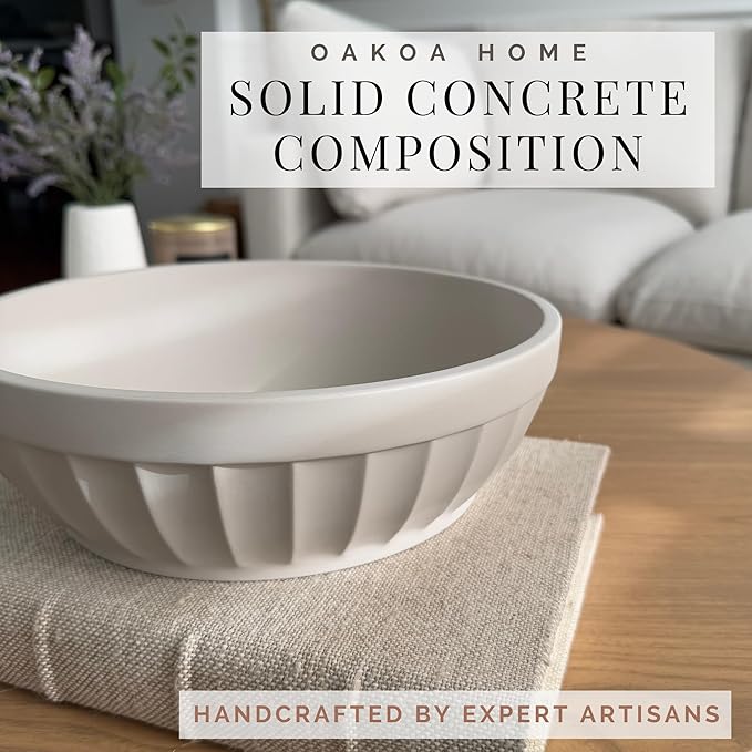 OAKOA Decorative Fruit Bowl for Kitchen Counter - Large Decorative Bowl for Home Decor - Concrete Decor Bowl for Keys Entryway Table - Modern Centerpiece Coffee Table Bowl-Ruum Studio Home
