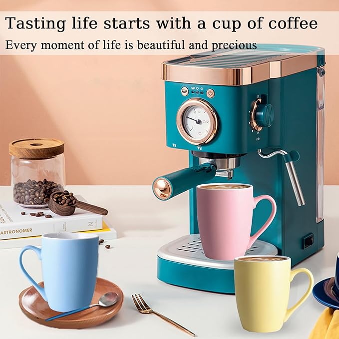 Coffee Mugs Set of 6, 12oz Ceramic Coffee Mugs with Handle, Colorful Matte Porcelain Coffee Mug for Latte, Tea, Cocoa, Cappuccino, Cups for Women Men for Home Restaurant Mug(Multicolour)-Ruum Studio Home