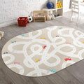 STARUIA Large Kids Rug for Playroom, 4'x6' Washable Road Rug for Nursery, Non-Slip Car Rugs for Boys Room, Tan Traffic Classroom Rugs Soft Baby Play Mat for Dorm Toy Room Tent-Ruum Studio Home