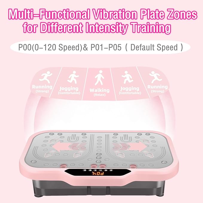 Vibration Plate Exercise Machine, Vibrating Fitness Platform Whole Body Shake Board Workout Equipment Fat Burner Vibrate Stand with Bluetooth Resistance Bands for Women Men Home Sport Gym-Pink-Ruum Studio Home