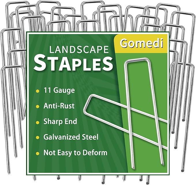Landscape Staples 6 Inch 120 Pack, Garden Stakes Galvanized Garden Staples 11 Gauge, Plant Cover Stakes for Lawn Weed Barrier-Ruum Studio Home